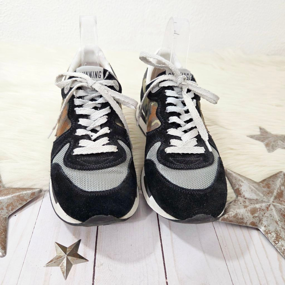 Golden Goose Running camo sneakers gold glitter star distressed black suede 38 - Picture 2 of 13